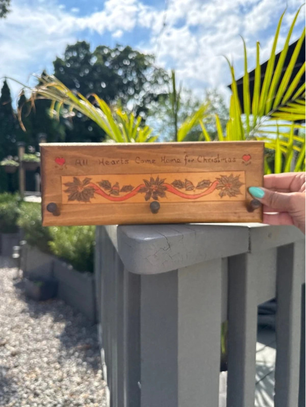 Vintage Wooden Christmas Wall Coat/key Rack “All Hearts Come Home for Christmas”